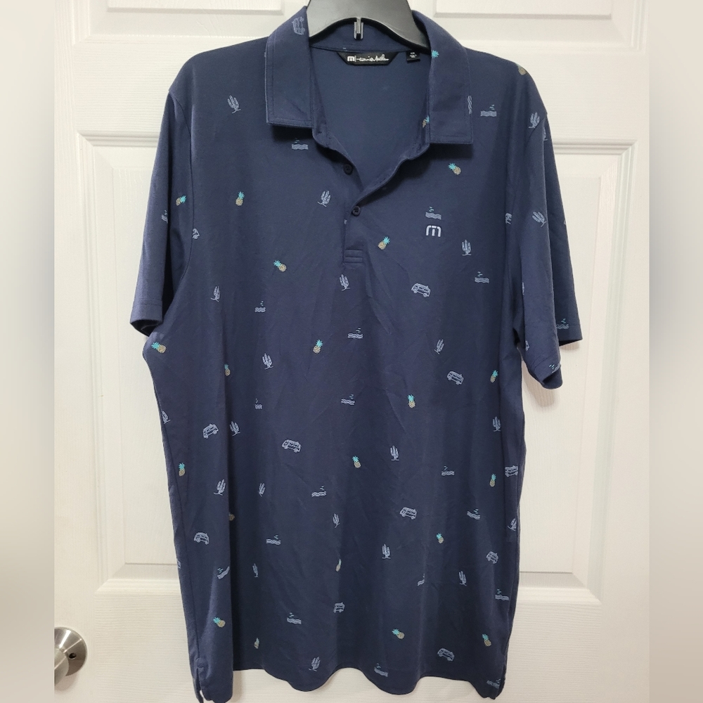 Men Size XXL Travis Mathew Golf Polo Shirt Pineapple Microbus